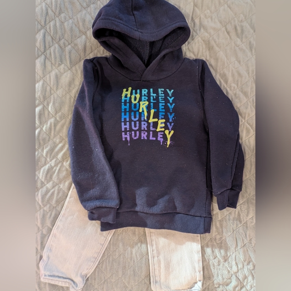 Hurley 24M Kids Navy Hoodie And Light Gray Jeans